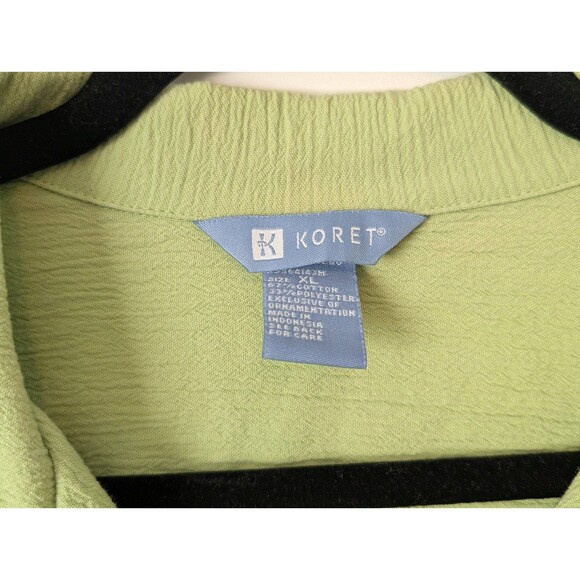 Koret Light Green Textured Button Front Floral Embroidered Beaded Shirt Size XL - Picture 5 of 11